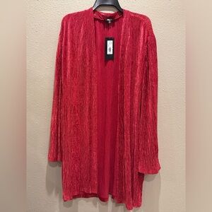 SLIM FACTOR By Investments‎ Open Front Cardigan Duster Textured Bell Sleeve 2X